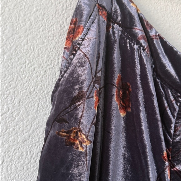 Anthropologie Ett:twa Jessica Floral Purple Velvet loose Extra Wide leg Pants M - Picture 5 of 12